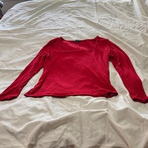 INC International Concepts Vibrant Ribbed Red Long Sleeve Top